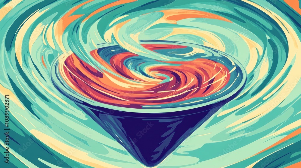 Aufkleber Colorful swirling patterns form a captivating vortex with a triangular center, creating an energetic and fluid visual experience. Generative AI