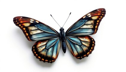Obraz premium a close up of a butterfly on a white surface with a white background