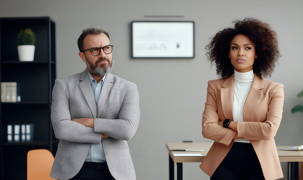 Tense Colleagues Showing Passive Aggression in Office