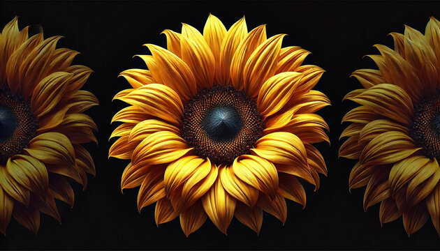 sunflower on black