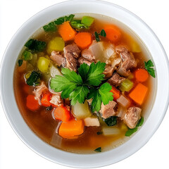 Soup in a bowl with vegetable and meat, A healthy, spicy, hot, plate, chicken, delicious broth, 