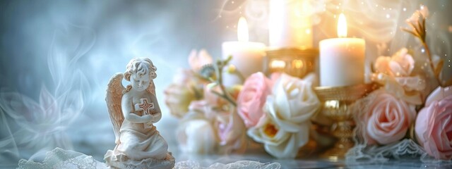 Topic divine ceremony: child baptism in church, infant christening, revered catholic observance connecting with god, sacred traditions, Christian rites, faithfully adhering to god's holy ordinances.