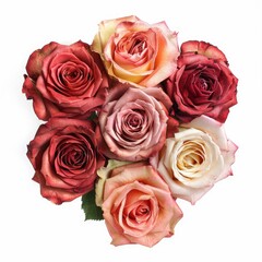 Valentines Day roses on white background.