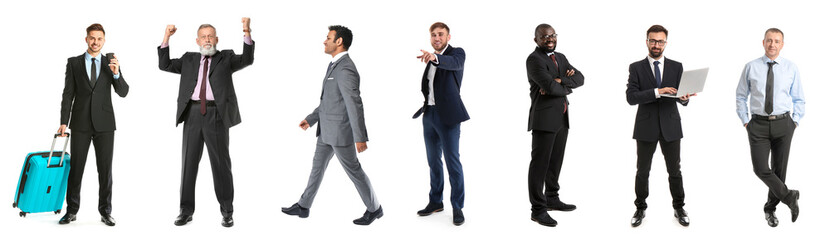 Set of handsome businessmen on white background