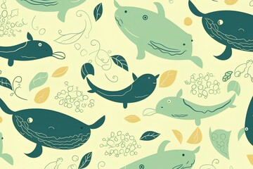 Naklejka premium seamless pattern with fishes
