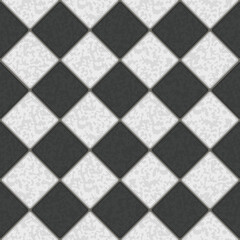 Black and white tile floor made of square tiles, seamless vector pattern
