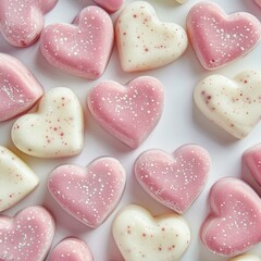 Obraz premium Pink and white love shaped candy isolated on white background