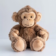 Fototapeta premium Plush monkey toy on white background.