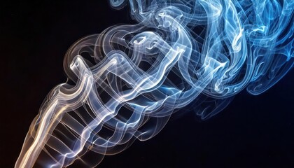 An abstract formation of swirling smoke trails, creating intricate patterns in the air, set
