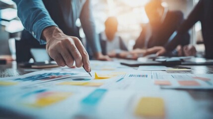 Fototapeta premium Business team leaders assigning work responsibilities to colleagues, emphasizing effective management and organizational structure in a professional workspace