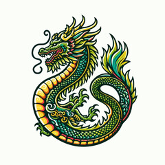 Fototapeta premium illustration of a dragon, dragon god, dragon tattoo