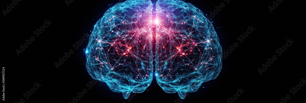Leinwandbilder abstract visualization showcases a digital brain filled with luminous neural connections, reflecting