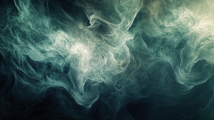 Fototapeta premium Ethereal green and white wisps create a mystical, dreamlike atmosphere, AI