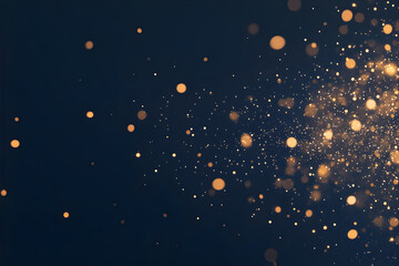 Abstract dark blue glitter and circle shaped bokeh on blurry background. Festive backdrop for...