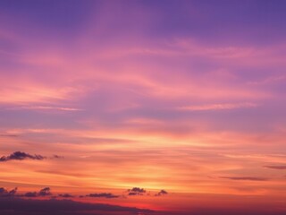 Fototapeta premium Abstract watercolor background depicting a picturesque sunset sky in shades of orange and purple, sunset, clouds