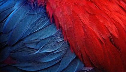 Obraz premium Close-up of vibrant red and blue feathers 