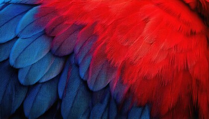 Obraz premium Close-up of vibrant red and blue feathers 