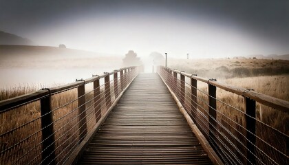 Fototapeta premium Shrouded Bridge Leading into the Unknown Landscape 