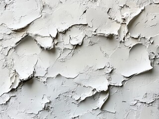 White paint peeling off of a wall, white background