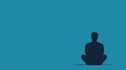 Social  isolation: Meditative silhouette on blue background, promoting calmness.  withdrawal Meditative silhouette on blue background, promoting calmness