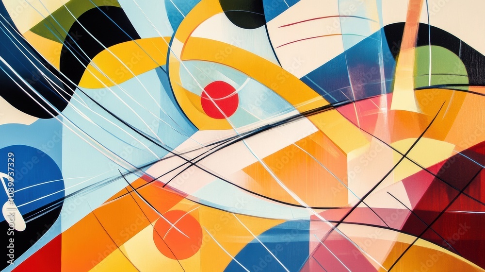 Poster Colorful depiction of sound waves intertwines with musical notes and instruments, creating a lively composition that engages the senses. Generative AI