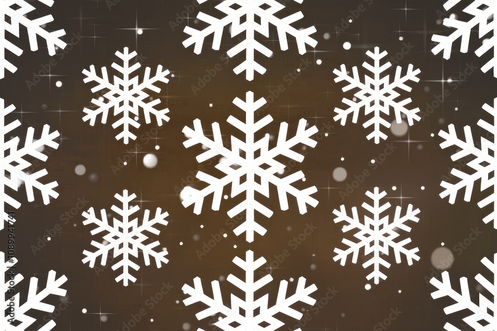 Aufkleber brown background with white snowflakes and sparkling effect
