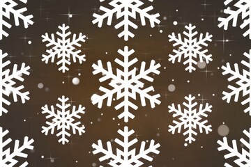 Fototapeta premium Brown background with white snowflakes and sparkling effect
