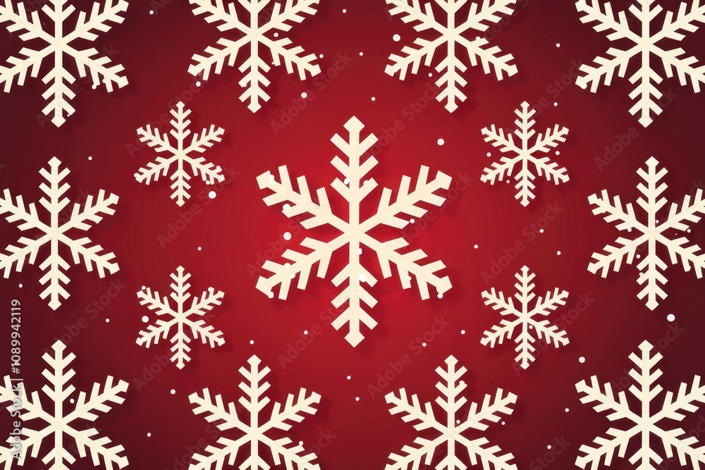Aufkleber white snowflakes on a red gradient background