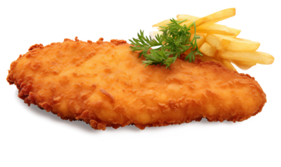 traditional german schnitzel cutlet on a transparent background