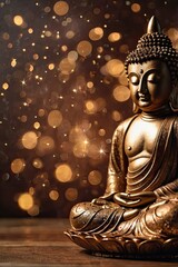 Fototapeta premium Buddha Brown sparkles star ligt, copy space for text, ai