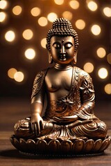 Fototapeta premium Buddha Brown sparkles star ligt, copy space for text, ai