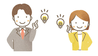 説明・紹介するスーツの男女