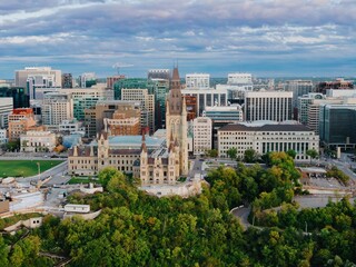 Parliament of Canada and downtown, Ottawa, Ontario, Canada.