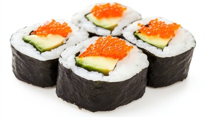 Elegant Sushi Roll with Avocado and Fish Roe