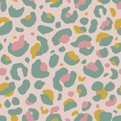 Colorful leopard wool texture seamless pattern. 