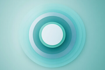 Concentric layered circular design in aqua tones with smooth gradients and a minimalist style over a soft green background  
