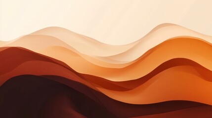Fototapeta premium Abstract desert dunes, warm gradient from orange to deep brown, minimalist style 