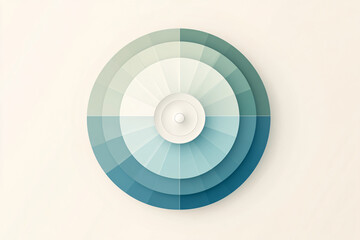 a radial gradient wheel design in teal and aqua tones divided into symmetrical sections with soft shading on a light background
