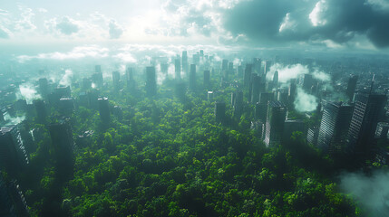 cyberpunk forest city