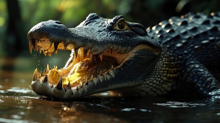 Obraz premium Closeup of a Crocodile with Open Mouth