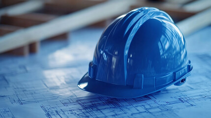 close-up of blue Construction Helmet on the blue graph.ai generative
