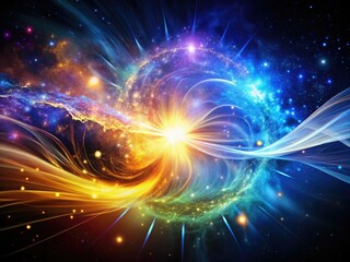 Fototapeta premium Stunning Cosmic Energy Explosion Art - Vibrant Abstract Design with Colorful Light Effects and Dynamic Energy Patterns for Creative Projects