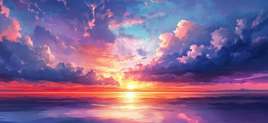 Vibrant Sunset over the Ocean