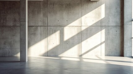 Bright and Spacious Modern Interior with Concrete Walls and Dramatic Lighting Effects for Stylish Design and Architectural Concepts in Stock Photography