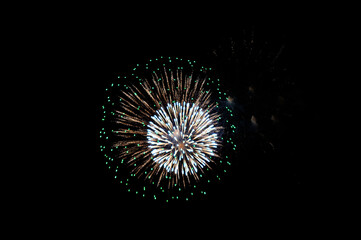 Fireworks at Night. Fireworks on black Background. Colorful of fireworks in night sky background....