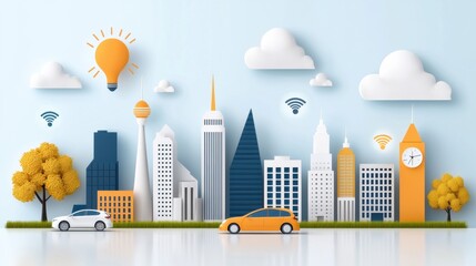 Obraz premium Smart City Concept Design in Flat Style
