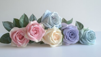 Fototapeta premium colourful roses on white