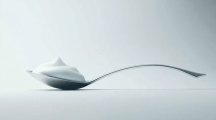 A spoon with a dollop of whipped cream on it
