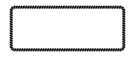 Rectangular rope frame. Thread, hemp twine, jute, steel cable decoration element in rectangle shape. Maritime, yacht or nautical style, sea or ocean theme ornament. Vector graphic illustration. © vikusha_art