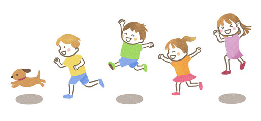 元気に走る子どもたち